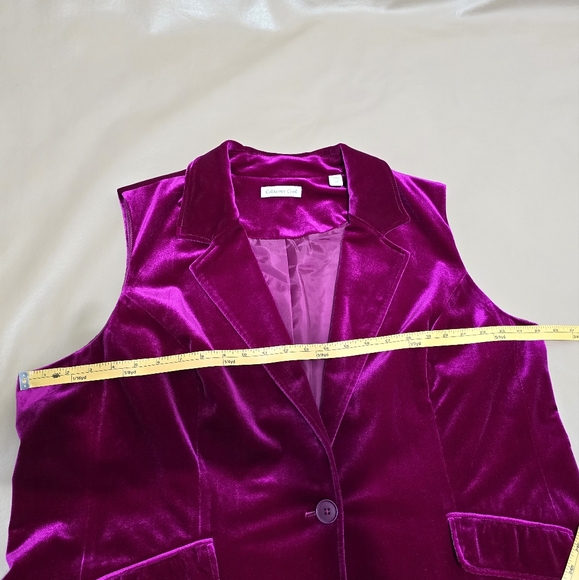 Coldwater Creek Velvet Vest Women 22 Magenta Sleeveless Jacket Holiday Glam Boho - Picture 15 of 16